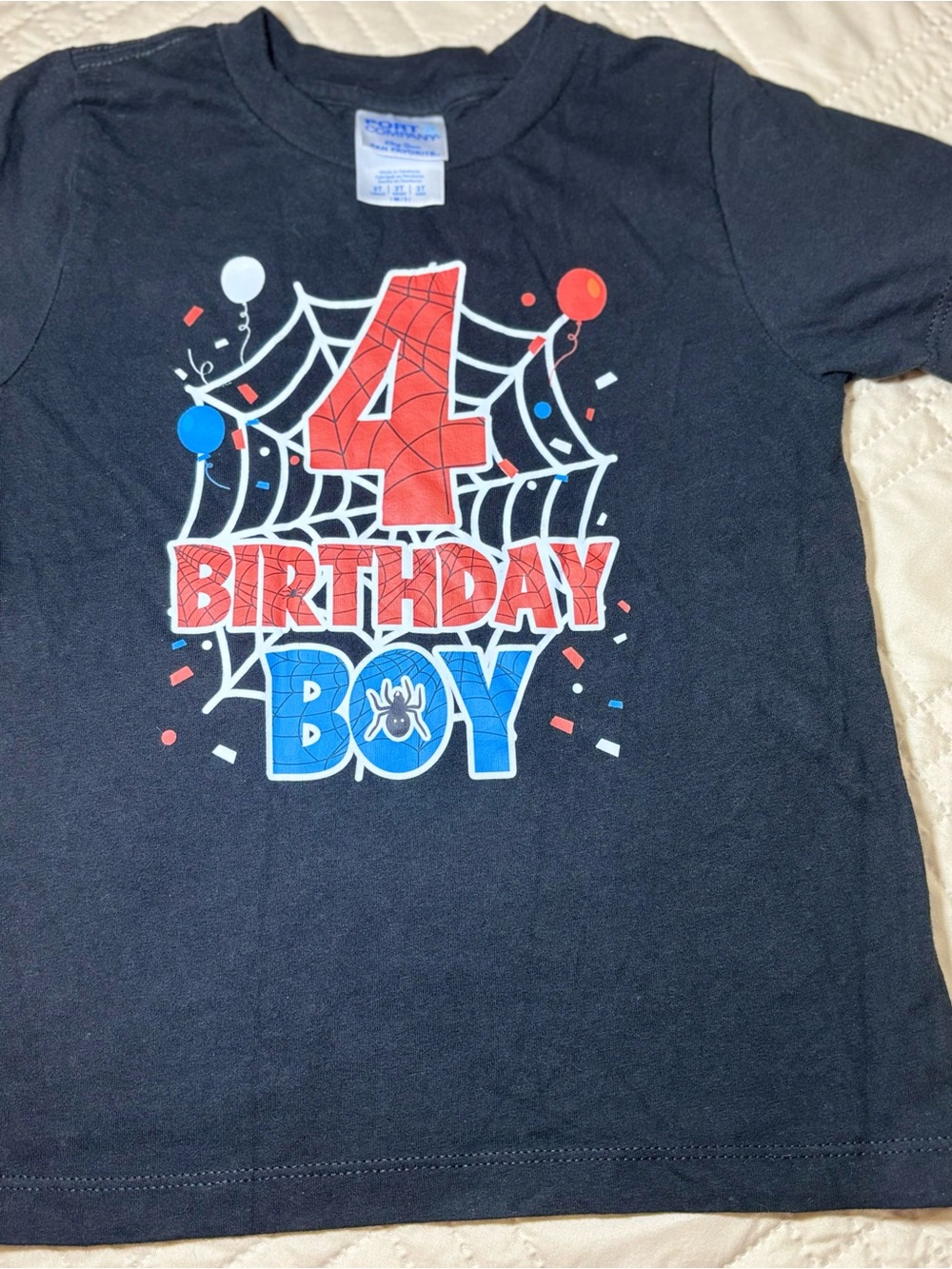 Black 3T 4th Birthday Boy Spider Web Graphic Tee